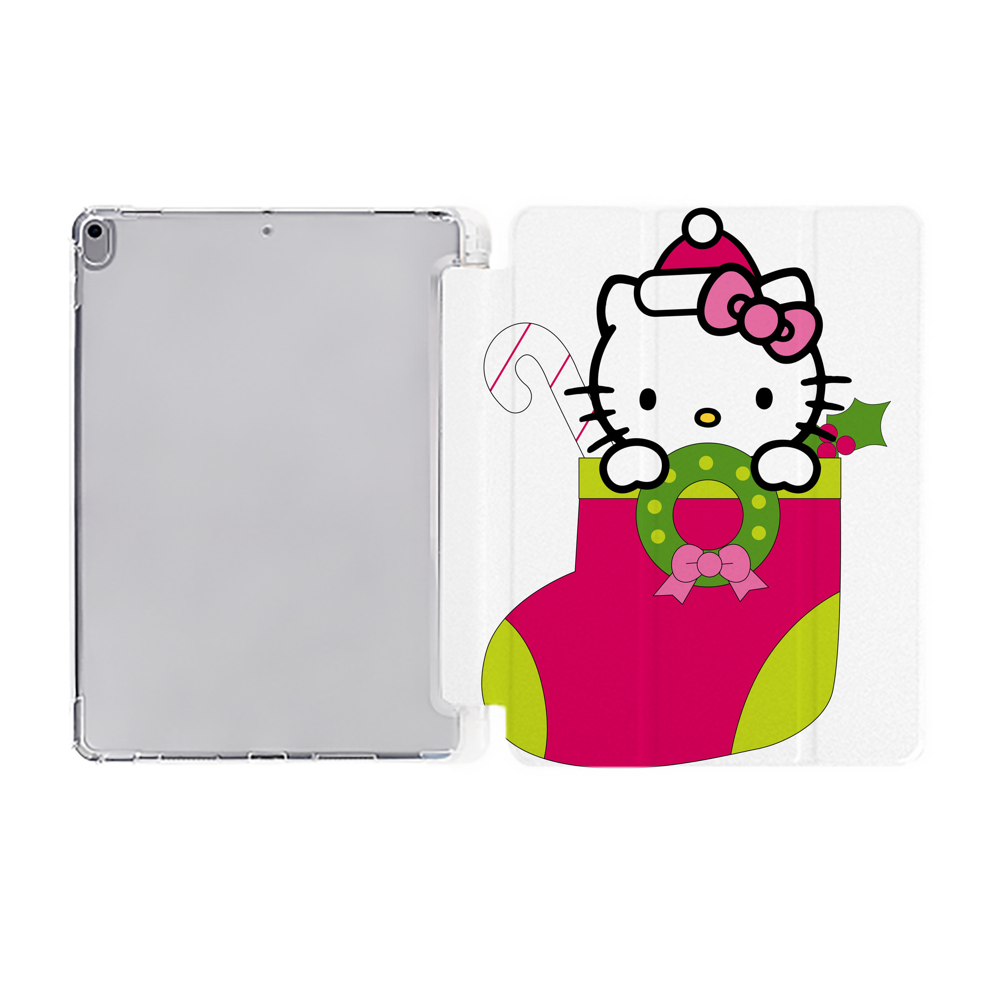 （画像用） Hello Kitty ハローキティ IPad ケース ペン収納付き 三つ折りスタンド PUレザー×シリコン 対応機種9.5/10.5/10.9インチ
